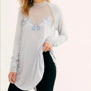Free People Saheli Embroidered-Mesh Top